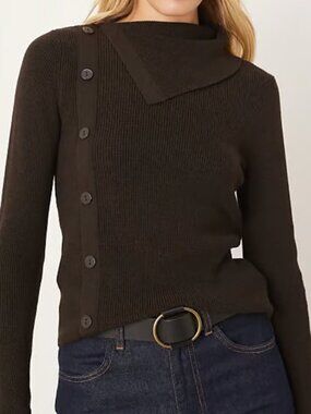 Dark Brown Mango Asymmetrical Sweater